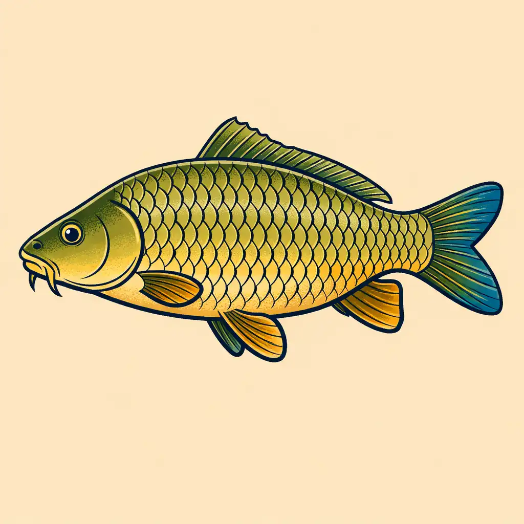 Ilustracja karpia w stylu przewodnika