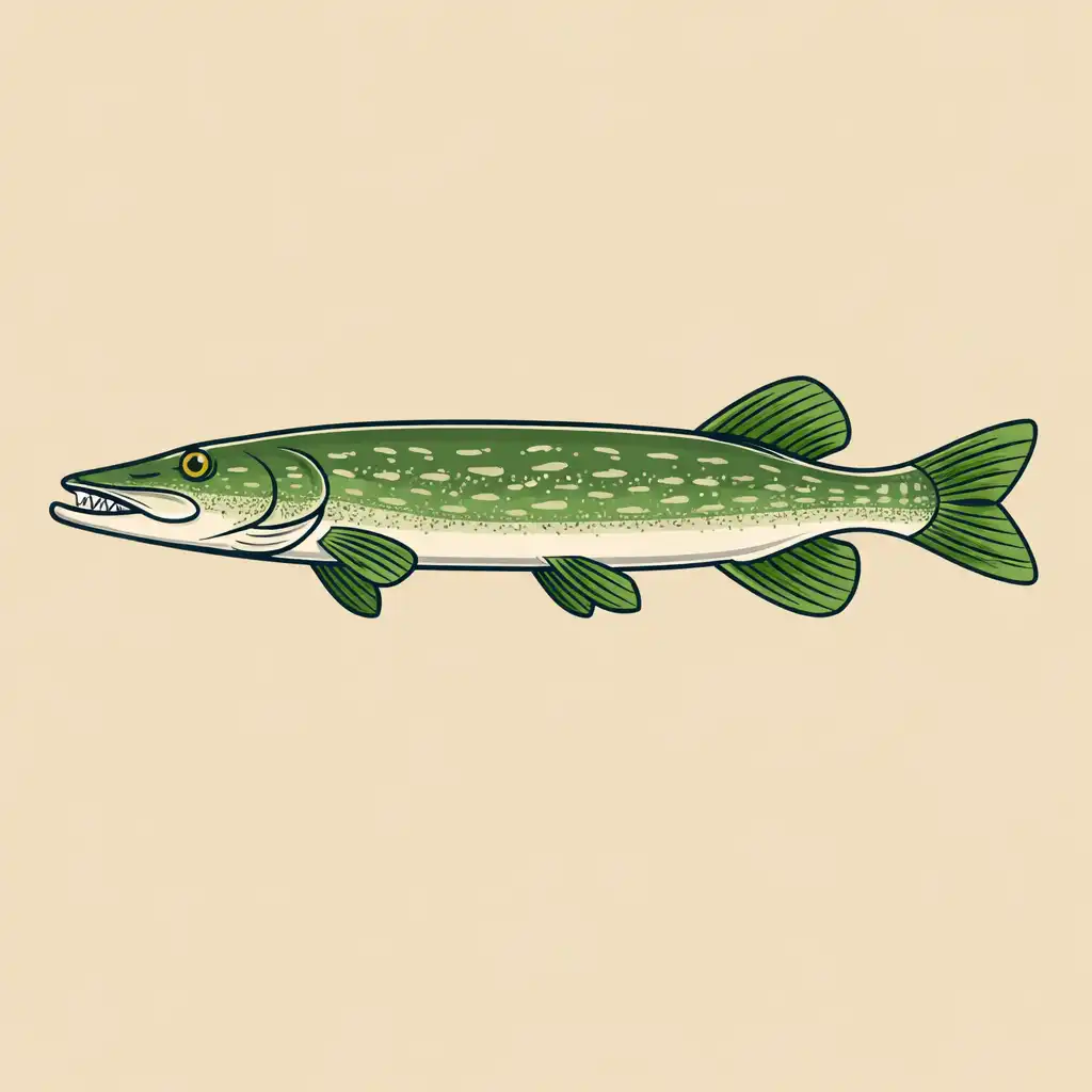 Ilustracja szczupaka w stylu przewodnika